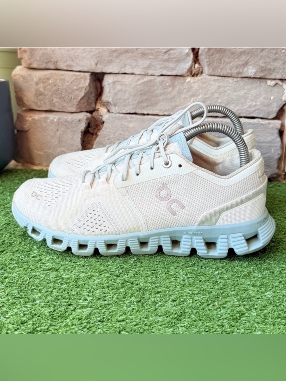 On Running Women’s Cloud Running Shoes in Pale Mint and Cream